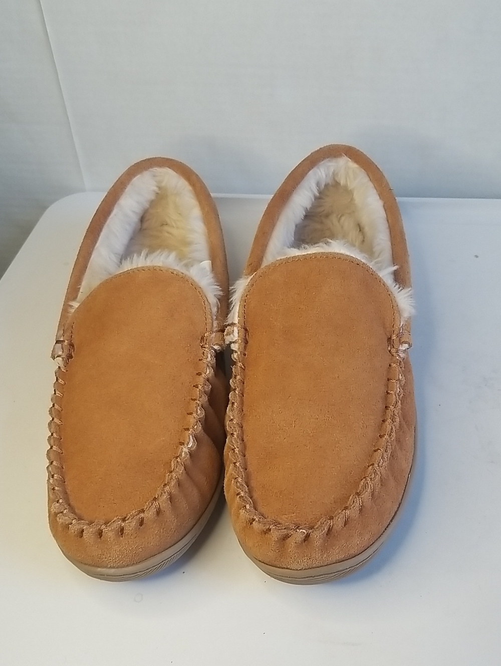 J. Crew Men's Suede Moccasin Slippers in Tan